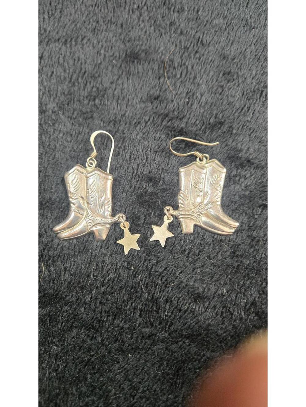 Sterling Silver Cowboy Boot Earrings